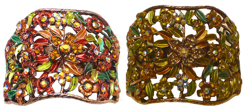 Set of 2 Bella Crystal Flower Hair Holder Barrette for High, Low Ponytail