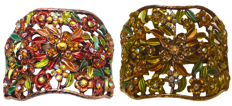 Set of 2 Bella Crystal Flower Hair Holder Barrette for High, Low Ponytail