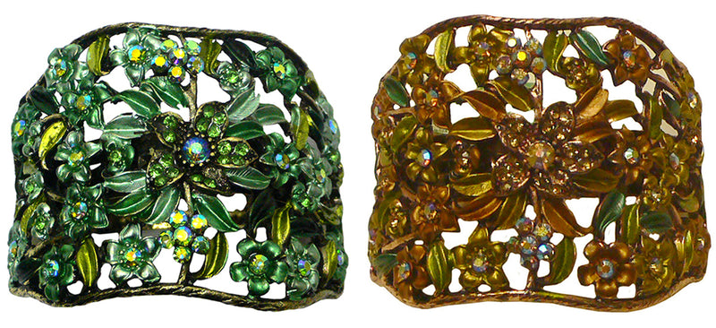 Set of 2 Bella Crystal Flower Hair Holder Barrette for High, Low Ponytail