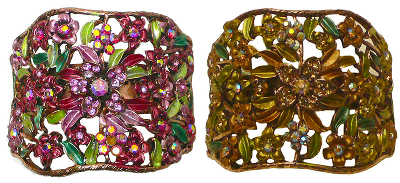 Set of 2 Bella Crystal Flower Hair Holder Barrette for High, Low Ponytail