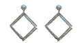 Dangle Earrings 2 Overlapping Diamond Squares in Crystal AB and Crystal White AD89700-8656