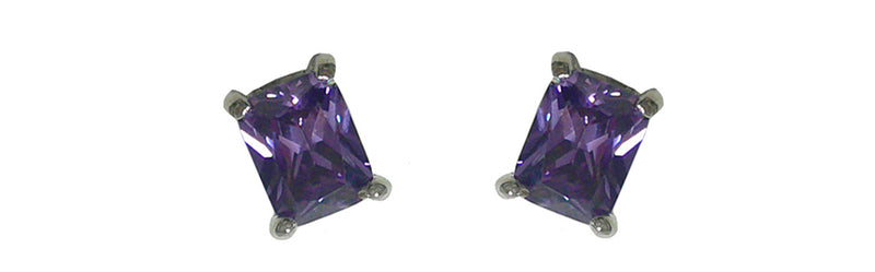 Estud500-2 Bella Emerald Cut Stud Earrings Cubic Zirconia Post Earrings NF89500-2