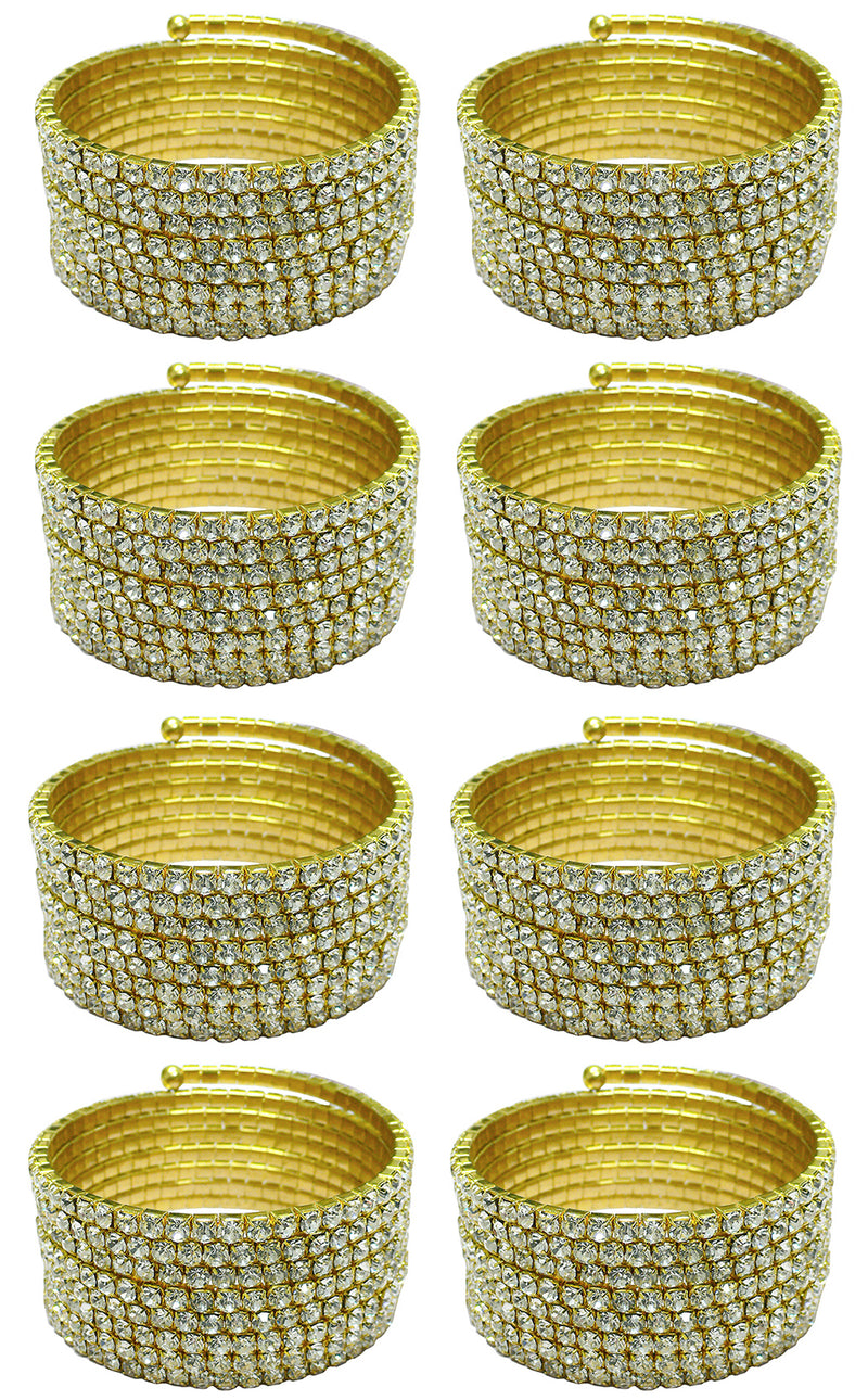 Set of 6 & Set of 8 Brand jcgy Crystal Spiral Bracelet 8 Strands Crystal Spirals Bridal,  Parties 5614-6-8