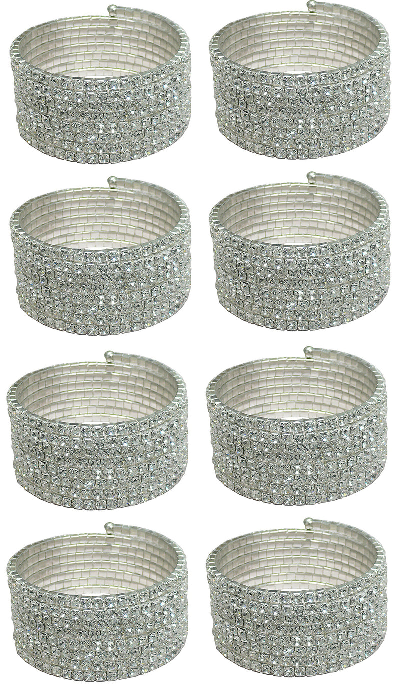 Set of 6 & Set of 8 Brand jcgy Crystal Spiral Bracelet 8 Strands Crystal Spirals Bridal,  Parties 5614-6-8