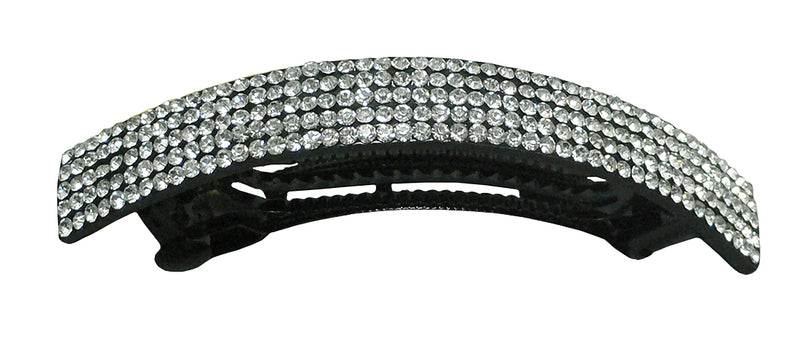 Crystal Barrette Vintage Bar Barrettes 5 Rows of Crystals White on Black NF86012-NM1