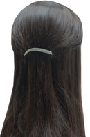 Crystal Barrette Curvy Bar Barrettes 5 Rows of Crystals White on Black NF86012-NM2