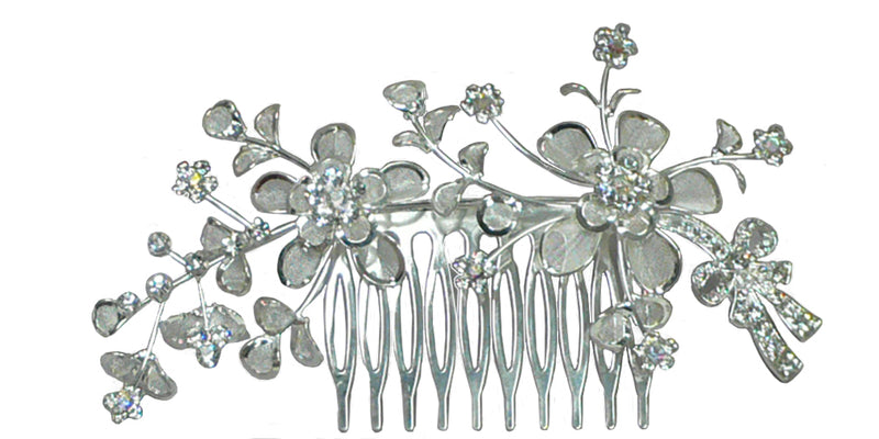 Brand jcgy Bridal Flower Comb with Silvery White Trim U863015-0059