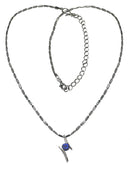 Necklace Chain and Pendant - Rhodium Plated Chain Sapphire Solitaire Pendant AC85800sap