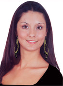 Long Dangle Earrings Gold Tone Twirling Rods with Swarovski Crystals - AC89010-1