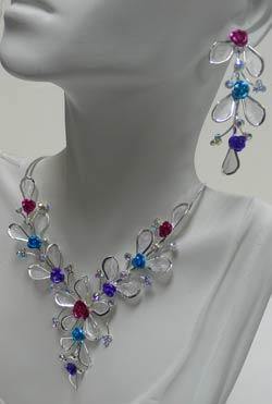 Necklace and Earrings Set AD85012-20090rdgn