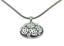 NAR010-4 Bella Necklace Chain with Medallion Pendant Beveled Top in Gray and White