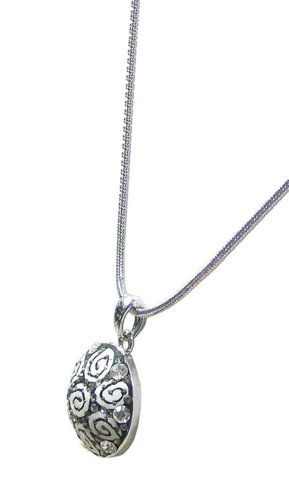 NAR010-4 Bella Necklace Chain with Medallion Pendant Beveled Top in Gray and White
