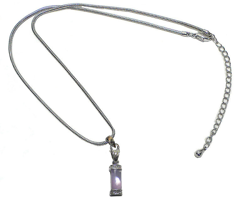NAR800-3 Bella Rhodium Plated Necklace Chain and Mother of Pearl Pendant Lovely Lavender