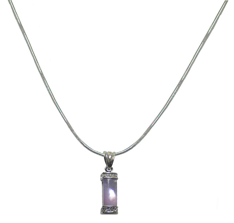 NAR800-3 Bella Rhodium Plated Necklace Chain and Mother of Pearl Pendant Lovely Lavender