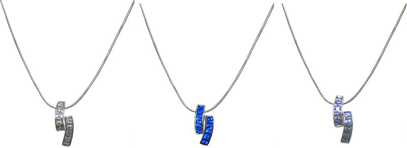 NAR800-4 Bella Necklace Chain with Crystal Pendant Sapphire Blue Light Blue Crystal