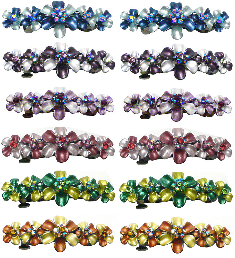 BmidGL10 Bella Dozen Pack, 12 Units, Flower Barrettes 2 ea 6 Lovely Colors 6 Pairs GL86400-10-D