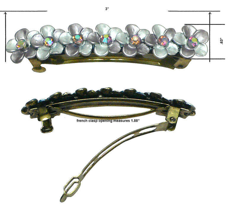 Bmid400-6 Bella Flower Barrette with AB Crystals French Clasp GL86400-6