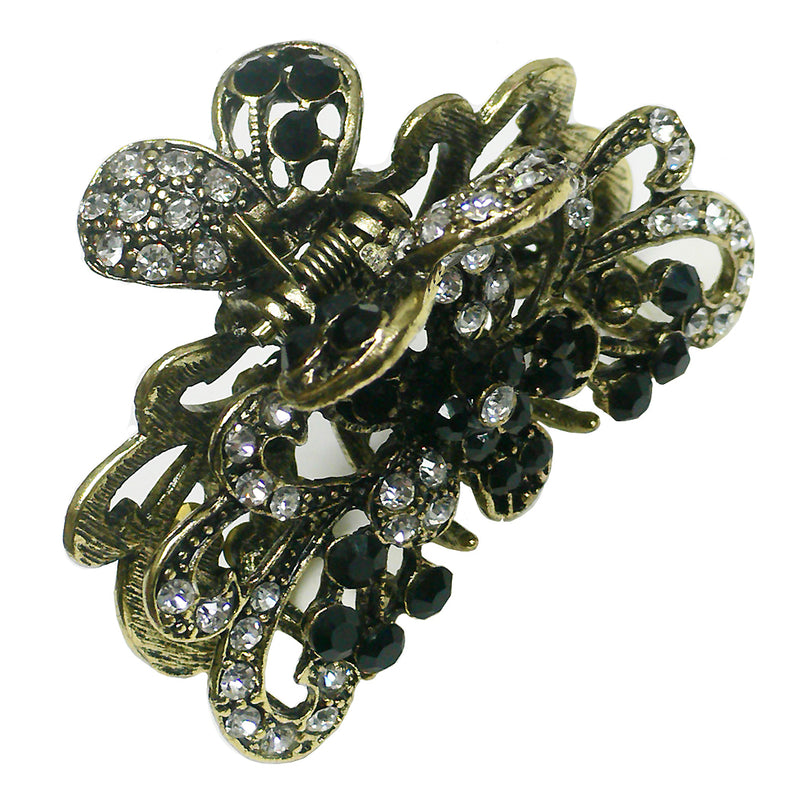 Metal Jaw Clip, decked with Sparkly Crystals Design of Ribbon and Flower RW86490-4876