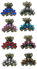 Set of 8 Mini Jaw Clips,  Tiny Bling Hair Claws Antique Gold Plating,  LPW86425-1-8