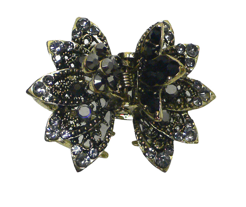 Small Round Metal Jaw Clip Decorated w. Rhinestones LPW86440-3