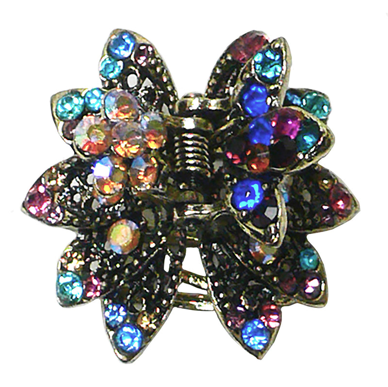 Small Round Metal Jaw Clip Decorated w. Rhinestones LPW86440-3