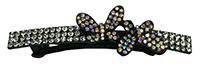 Crystal Bar Metal Barrette with 2 Butterflies NF86012-FA3