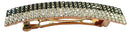 Mid Size Black and White Vintage Bar Barrette in Gold Tone Trim NM86010-2