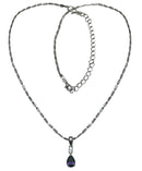 Necklace Chain and Pendant - Rhodium Plated Chain TearDrop Pendant in Amethyst AC85800ame