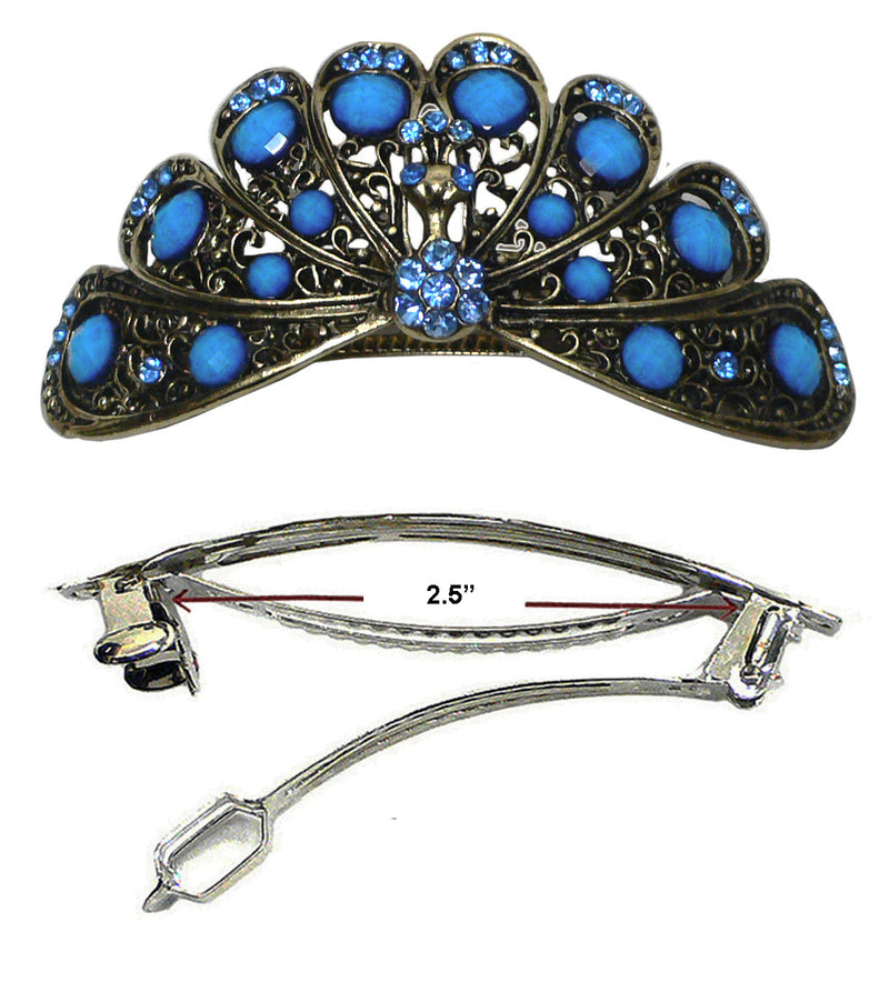 Bella Large Barrette Hair Clip Design of a Peacock for Thick Hair OD86800-5899