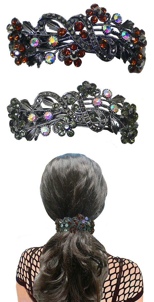 Bella Set of 2 Large Crystal Barrettes for Thick Hair OR86015-2-2