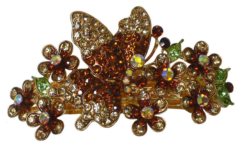 Crystal Flower Barrette Dazzled with AB crystals RW86012-5646 - Bella Fashion Jewelry Inc