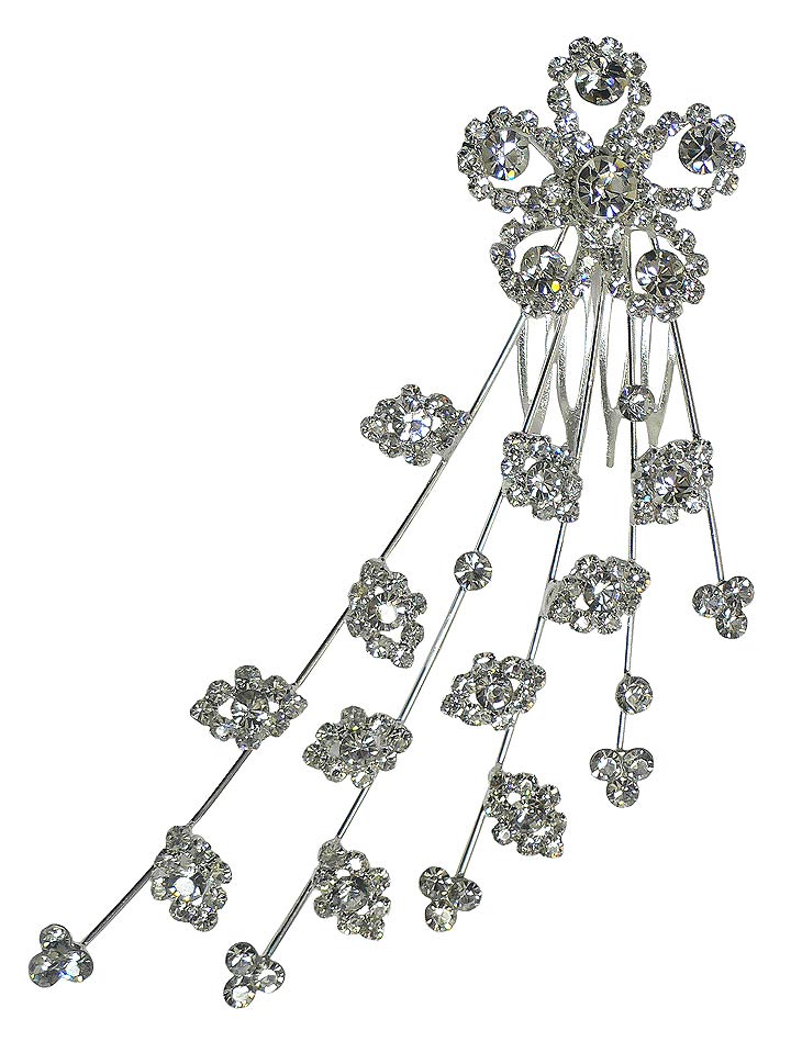 Bridal Comb Silvery Trim Crystal White Stones SH8630900-1