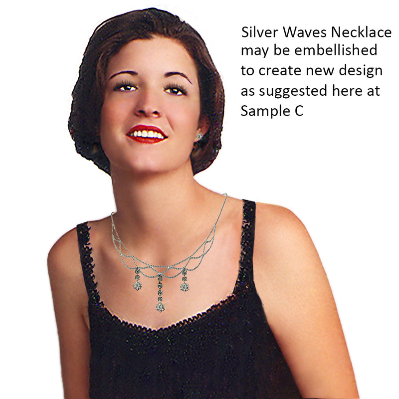 Silver Waves Necklace, Elegant to wear as is, Great for Embellishment to Create New Designs