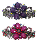 Set of 2 Bella Large Barrettes Colorful Beads Sparkly Crystal Thick Hair Hairclip U0052-2