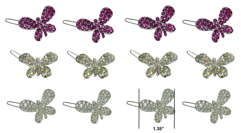 BsmallSnapClip1747 Bella Dz Pack Butterfly Snap Clip Barrettes U86175-1747-6pr