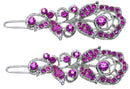 Pair of Small Barrettes Crystal Snap Clips for Thin Hair Women Young Girls U86375-2041