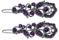 Pair of Small Barrettes Crystal Snap Clips for Thin Hair Women Young Girls U86375-2041