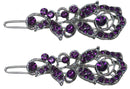 Pair of Small Barrettes Crystal Snap Clips for Thin Hair Women Young Girls U86375-2041