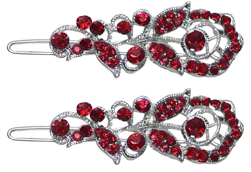 Pair of Small Barrettes Crystal Snap Clips for Thin Hair Women Young Girls U86375-2041