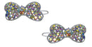 Pair of Bowtie Snap Clip Barrettes Crystal AB for Bridal Party U86350-1722pair