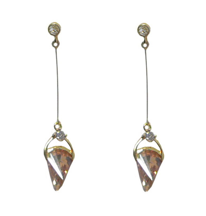 Dangle Earrings Zircon, Dainty and Elegant, Pale Gold Tone - YX89800-3