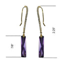 Dangle Earrings Zircon Natural Gem Stone Crystals on Pale Gold Tone Wire Hook - YX89010-1