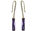 Dangle Earrings Zircon Natural Gem Stone Crystals on Pale Gold Tone Wire Hook - YX89010-1