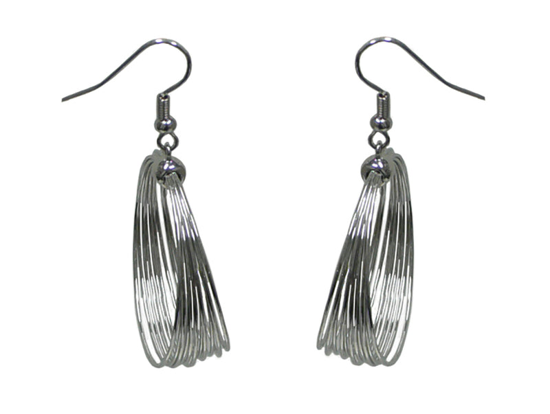 Multi Hoops Earrings Mid Size Hoop Rhodium Tone French Wire for Pierced Ears YX89650-1