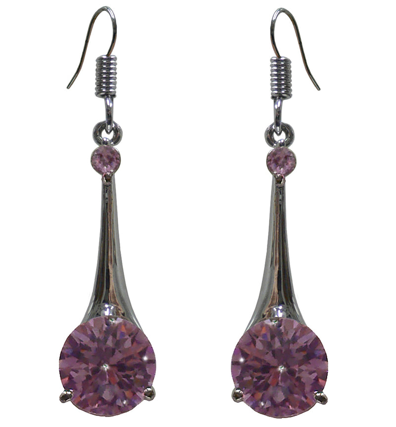 Small Dangle Earrings with Crystal Pendulum Pendant - YX89700-2