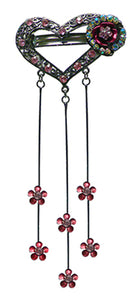 Heart Hair Clip with Trailing Crystal Streamers-86205H-1