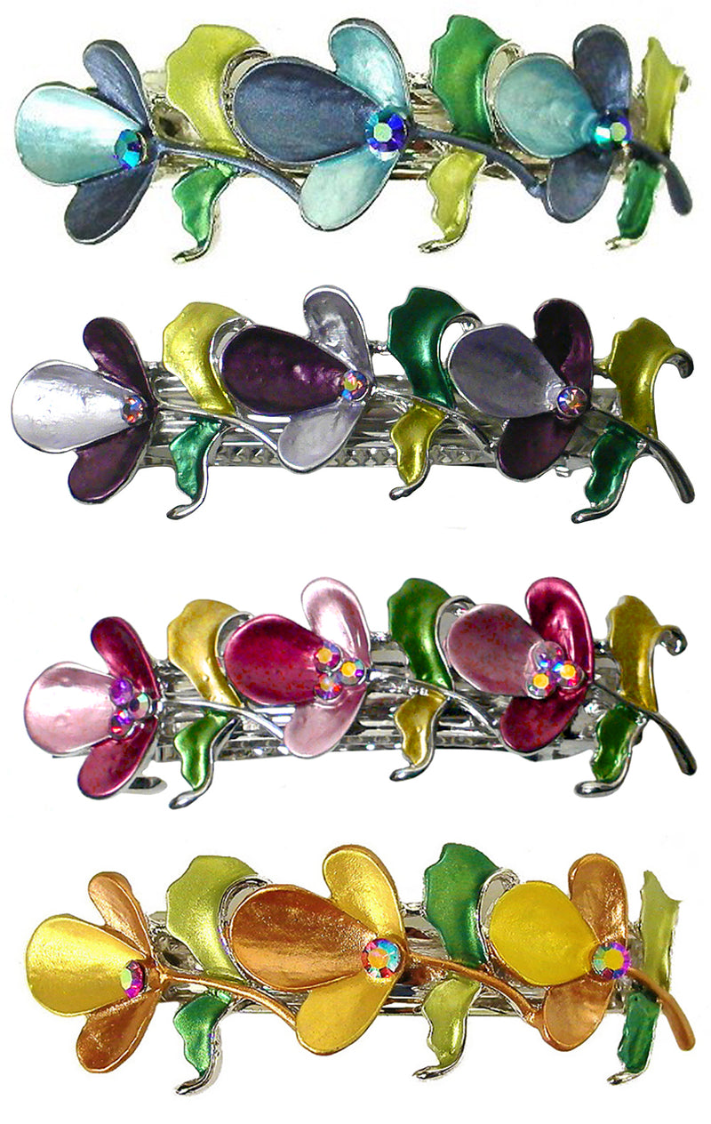 Flower Barrette in Vibrant Colors Artistic Hand Painting YY86750-6