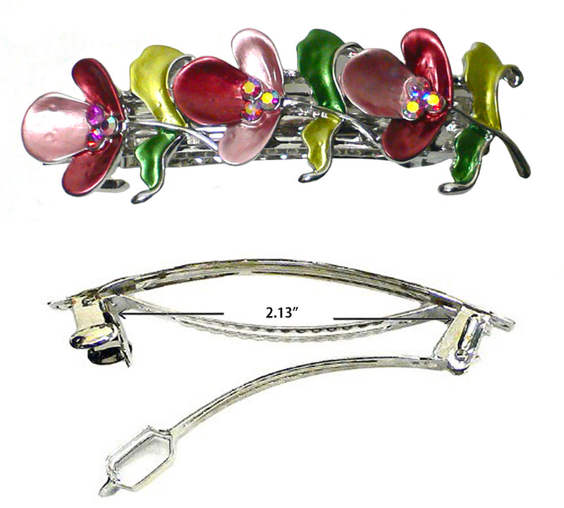 Flower Barrette in Vibrant Colors Artistic Hand Painting YY86750-6