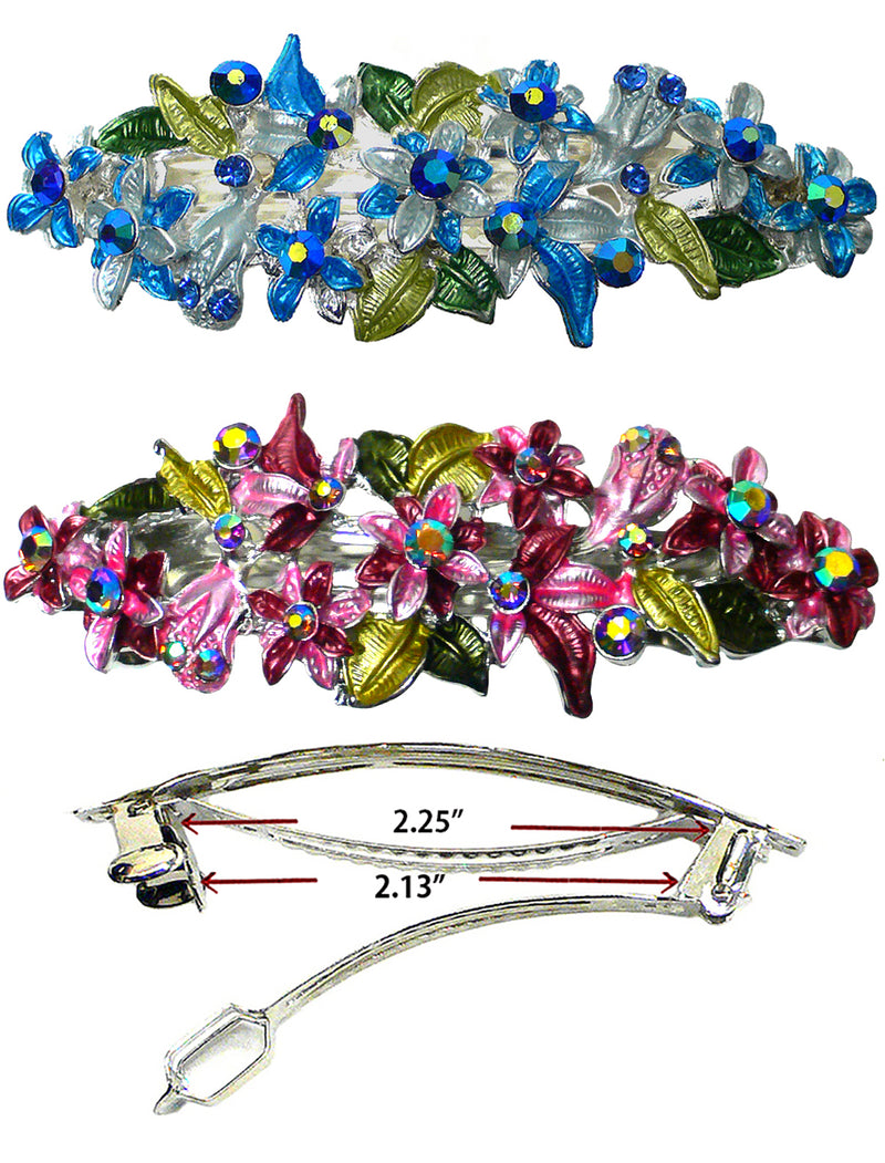 Bella Crystal Flower Barrette Metal French Clip Hair Clip