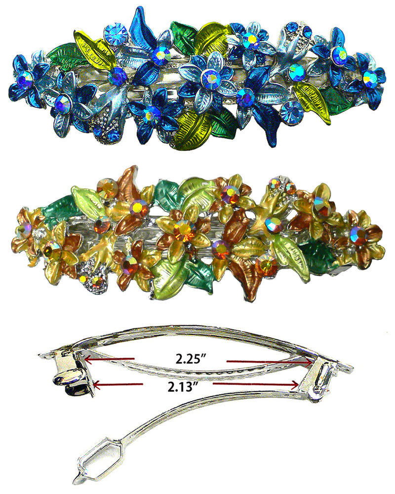 Bella Crystal Flower Barrette Metal French Clip Hair Clip